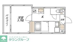 モアノ橘 1Kの間取図画像