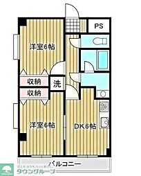 レフォール登戸 2DKの間取図画像
