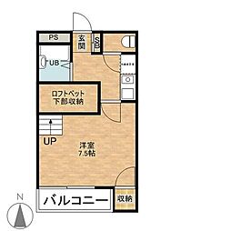 ガーデン栗里 1Kの間取図画像
