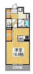 ガーデンビィラ六番館 ワンルームの間取図画像