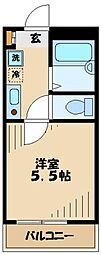 グランスクエア中野島 1Kの間取図画像