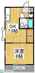 西尾ハイツ 1DKの間取図画像