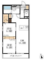 puente 2LDKの間取図画像