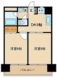 百合ヶ丘ステーションテラス 2DKの間取図画像