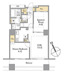 西早稲田シティタワー 1SLDKの間取図画像