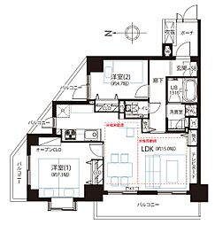 ビクトリアハイム市ヶ谷 2LDKの間取図画像