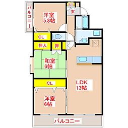 レジデンス田上 3LDKの間取図画像