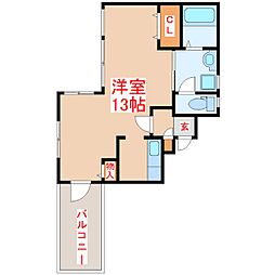 ダイムビル 5階ワンルームの間取り