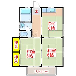 大池荘 2DKの間取図画像