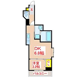 Ｚｅｒｏ上之園 7階1DKの間取り