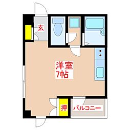 木村ビル2 ワンルームの間取図画像