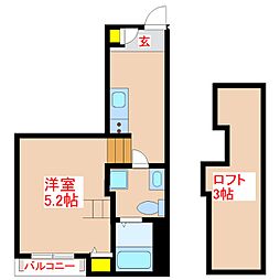 カリーノ薬師 1Kの間取図画像