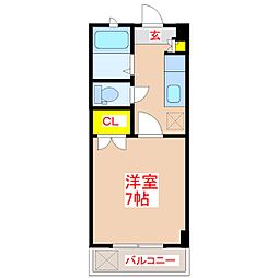 サンパティーク武町 1Kの間取図画像
