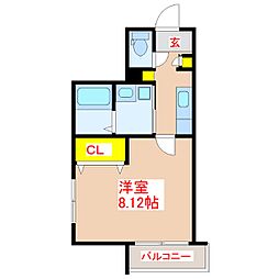 ルノン西田 1階1Kの間取り