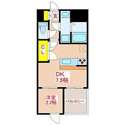 シエロ・アスール1 4階1DKの間取り