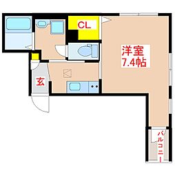 ＧＲＡＮＶＥＲＤＥ　ＮＩＳＨＩＤＡ　II 1階1Kの間取り