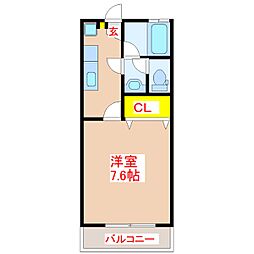 パームヴィレッジ　II 2階1Kの間取り