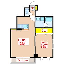 グランパルク椿館 5階1LDKの間取り