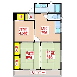 第二コーポ大八 2階3DKの間取り