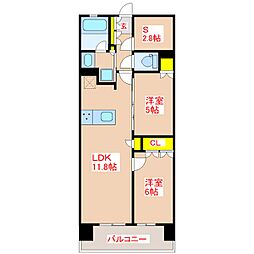 MJR鹿児島中央駅前 THE GARDEN 2SLDKの間取図画像