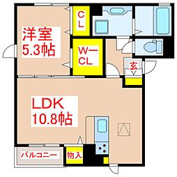 コンフォール西田 1LDKの間取図画像