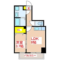 RAISEGARDEN 1LDKの間取図画像