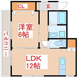 エバーグリーン 1LDKの間取図画像