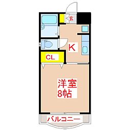 クィーンハイツ永吉 1Kの間取図画像