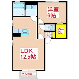グリーンヒルズ明和 1LDKの間取図画像