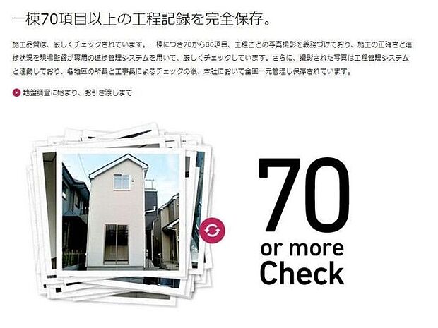 1棟70項目以上の工程記録を保存本社において全国一元管理し保存されています。