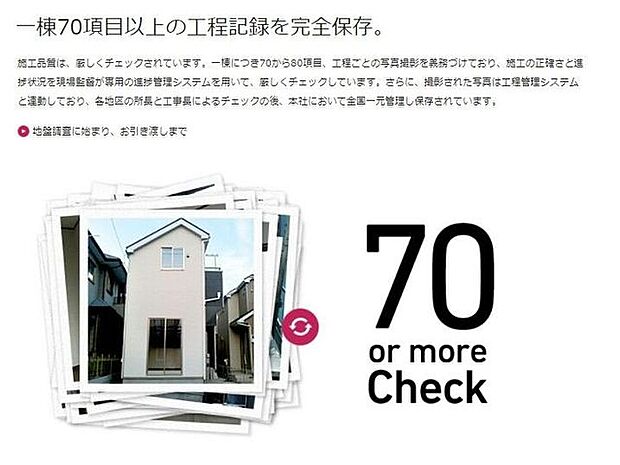 1棟70項目以上の工程記録を保存本社において全国一元管理し保存されています。