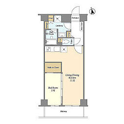 西武新宿線 下落合駅 徒歩6分の賃貸マンション 1階1LDKの間取り