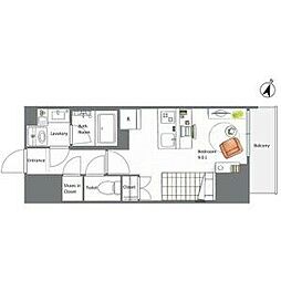 都営大江戸線 若松河田駅 徒歩1分の賃貸マンション 7階ワンルームの間取り