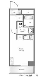 東京メトロ東西線 落合駅 徒歩1分の賃貸マンション 2階ワンルームの間取り