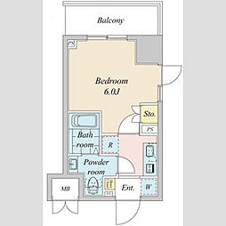 東京メトロ東西線 神楽坂駅 徒歩6分の賃貸マンション 4階1Kの間取り