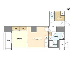 東京メトロ東西線 高田馬場駅 徒歩3分の賃貸マンション 13階1LDKの間取り