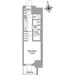 JR総武線 東中野駅 徒歩9分の賃貸マンション 8階1Kの間取り
