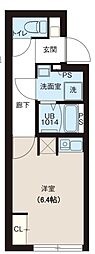 東京メトロ東西線 早稲田駅 徒歩6分の賃貸マンション 2階1Kの間取り