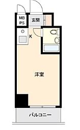 東京メトロ副都心線 西早稲田駅 徒歩2分の賃貸マンション 8階ワンルームの間取り