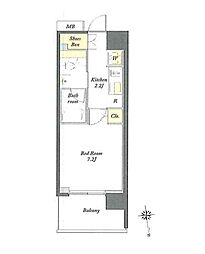 東京メトロ東西線 早稲田駅 徒歩3分の賃貸マンション 4階1Kの間取り