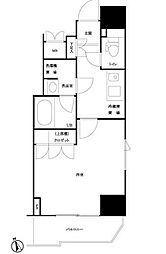 都営大江戸線 若松河田駅 徒歩4分の賃貸マンション 11階1Kの間取り
