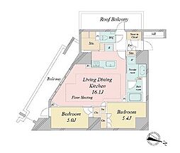 東京メトロ東西線 早稲田駅 徒歩6分の賃貸マンション 10階2LDKの間取り