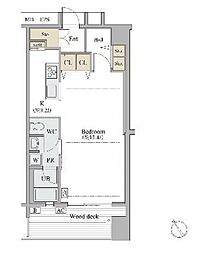 東京メトロ千代田線 表参道駅 徒歩15分の賃貸マンション 1階ワンルームの間取り