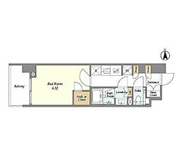 小田急小田原線 代々木八幡駅 徒歩9分の賃貸マンション 7階1Kの間取り
