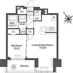 JR山手線 田町駅 徒歩9分の賃貸マンション 4階1LDKの間取り