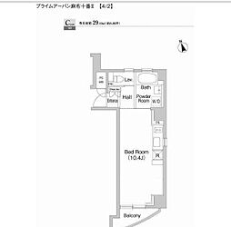 東京メトロ南北線 麻布十番駅 徒歩1分の賃貸マンション 8階ワンルームの間取り
