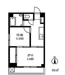 東急田園都市線 池尻大橋駅 徒歩8分の賃貸マンション 1階2Kの間取り