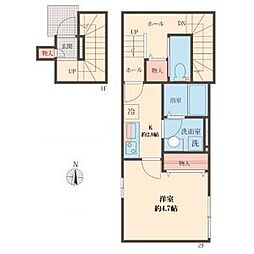 JR山手線 高田馬場駅 徒歩6分の賃貸アパート 2階1Kの間取り