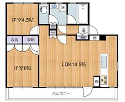 JR山手線 高田馬場駅 徒歩8分の賃貸マンション 2階2LDKの間取り