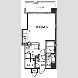 東急目黒線 不動前駅 徒歩8分の賃貸マンション 10階ワンルームの間取り